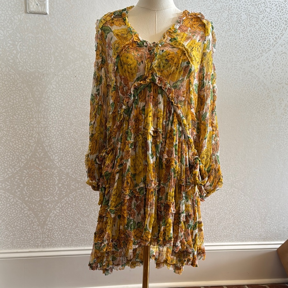 zimmermann poppy frill billow silk dress size 0